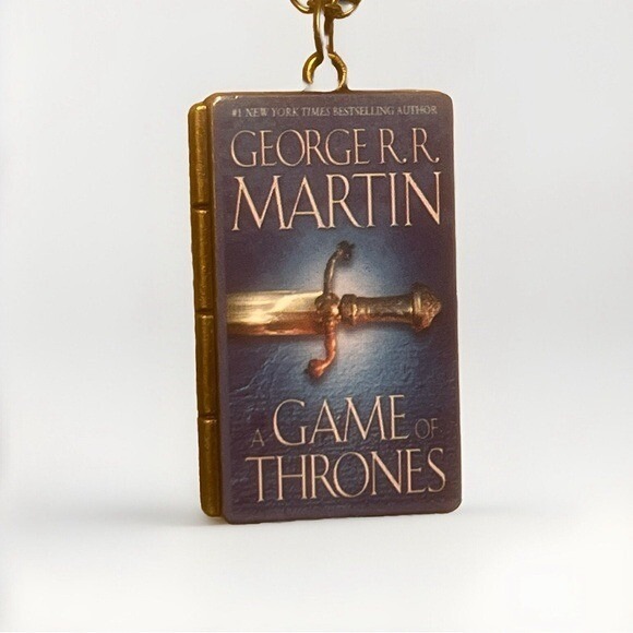 George R.R. Martin-Game Of Thrones-Book Cover Pendant Bronze Chain Necklace -New - Picture 2 of 11
